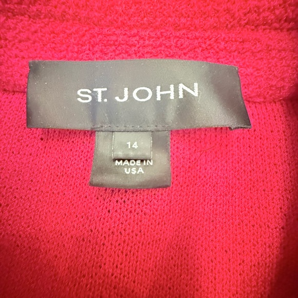 Vintage St John Red Double-Breasted Pearl/Gold Blazer/Jacket 14/Large $1395 - Picture 6 of 13